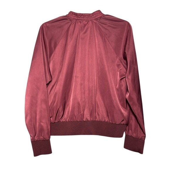 Free People Midnight Bomber Jacket Burgundy Size Small Pockets Cropped - Picture 3 of 5